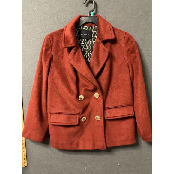 Who What Wear Burgundy Blazer Jacket Women’s Medium Button Front Lined Coat - Picture 1 of 6